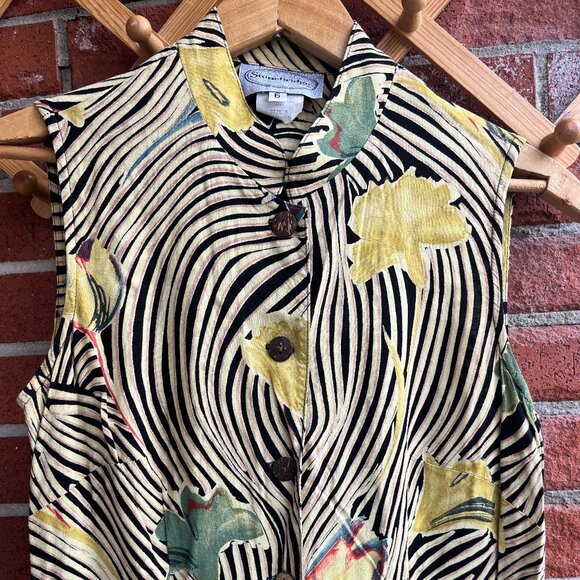 Vintage Sleeveless Button Front Dress - 90's Summer Fashion - Picture 1 of 7